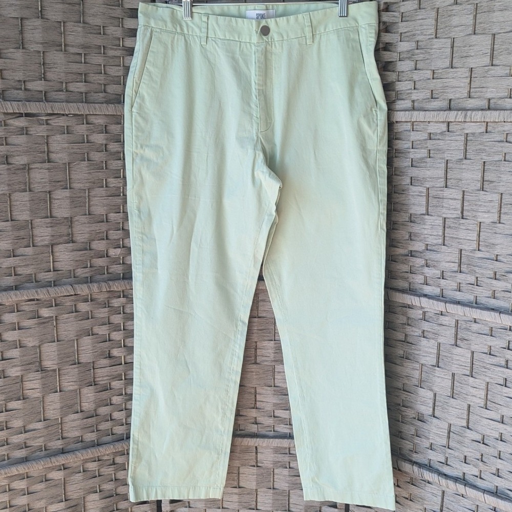 SPOKE Sharps Chinos Pastel Mint Green Build C Slim Fit Pants Mens Sz 34 *READ